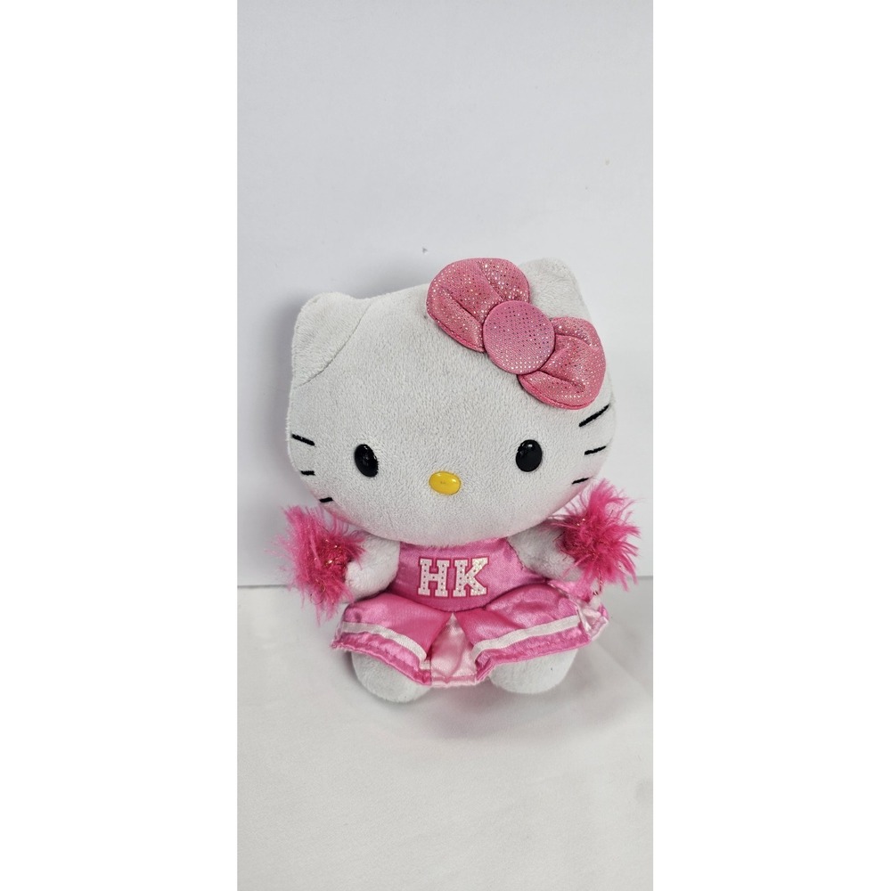 Hello Kitty Plush Cheerleader Plush Stuffed Toy 2013 Ty Pink Pom Poms